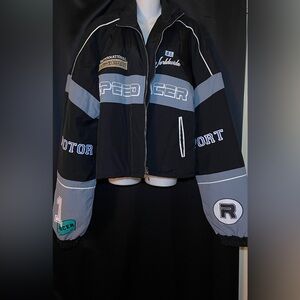 Fashion Nova Black and Gray Racer Jacket